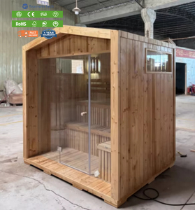 Nouvelle Arrivée - Sauna Extérieur Moderne pour 4 Personnes avec Poêle à <span class=keywords><strong>Bois</strong></span> et Chauffage à Vapeur - Finition en <span class=keywords><strong>Bois</strong></span> Massif pour Chambre - Product Image 1