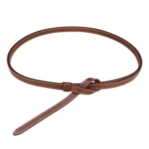 Cintura Sottile in Vera Pelle per Donne, 1,2 cm, Cintura Minimalista in Pelle Bovina con Nodo Senza Fibbia per Abiti, Cinturino da Vita per Signore - Product Image 3