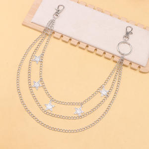 Chaîne de taille punk hip-hop avec pendentif étoile, en argent tibétain, double anneau, pour usage quotidien, chaîne de corps tendance - Product Image 4