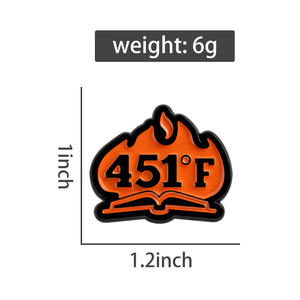 Spilla in Smalto del Libro Fahrenheit 451, Romanzo di Fantascienza <span class=keywords><strong>Classico</strong></span> di Ray Bradbury, Distintivo da Bavero, Gioiello Regalo all'Ingrosso - Product Image 6