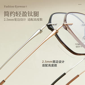 Lunettes de vue tendance M6235, monture géométrique intégrale en titane IP, unisexe, verres en résine, design interchangeable - Product Image 2