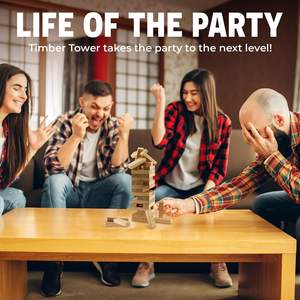 Jeu de construction en bois : Tour de blocs numérotés à empiler et à faire tomber – Jeu de puzzle stimulant pour adultes et enfants - Product Image 6