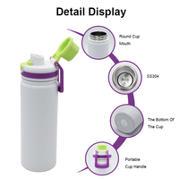 Gourde isotherme portable moderne en acier inoxydable, anti-fuite, à large ouverture, avec poignée et couvercle, pour le sport, la randonnée, la gym, les voyages et l'eau bouillante