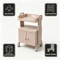 Chariot de rangement rose poudré avec plateau profond, coins arrondis, montage facile, organisateur pour la maison et la salle de bain