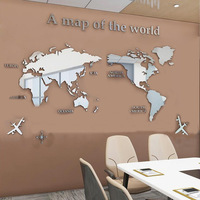 Autocollants muraux en acrylique 3D en forme de carte du monde, en cristal solide, pour chambre à coucher, salon, salle de classe, bureau, décoration