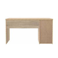 Bureau d'ordinateur en chêne Sonoma blanc de 140 cm de large avec 1 porte et 1 tiroir verrouillable, poignées en plastique, idéal pour la maison, le bureau ou la chambre à coucher