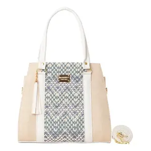 Bolso Tote Mediano de Yute para Mujer Fana Fauna, con Estampado de Leopardo Blanco, Bolso de Playa - Product Image 1