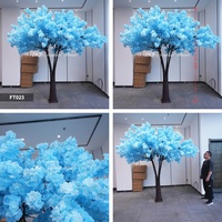 Grand arbre artificiel de cerisier bleu pour décoration intérieure de mariage, grand arbre de fleurs de cerisier en soie de qualité supérieure