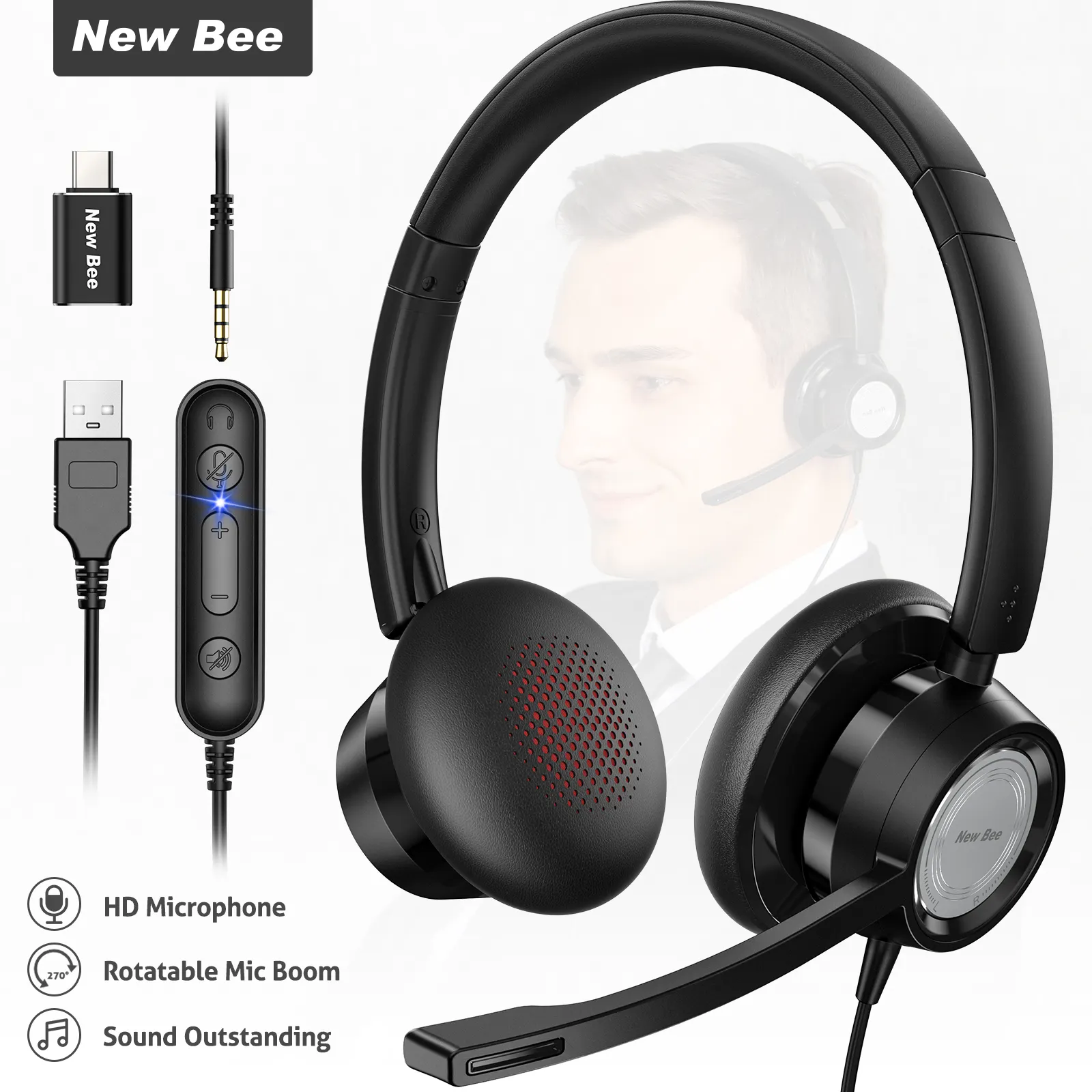 חדש דבורה H362 Ultra נוחות אוזניות משחקי Gamer אוזניות חוט מחשב אוזניות עבור סקייפ זום נייד טלפון מחשב tablet