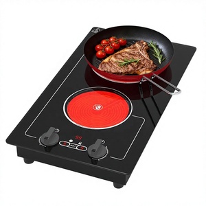 Table de cuisson électrique VBGK 110V 2100W 2 brûleurs, <span class=keywords><strong>vitrocéramique</strong></span>, encastrable, commande par bouton, 9 niveaux de puissance, verrouillage enfant, minuterie - Product Image 1