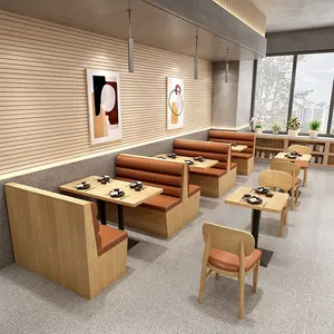 (SP-CS005) Modern wood furniture leather sofa restaurant booths sets for sale