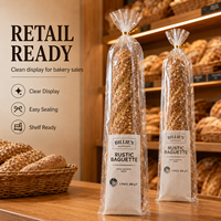 Sacs à baguette en BOPP transparent micro-perforés avec logo personnalisé pour boulangerie, emballage plastique