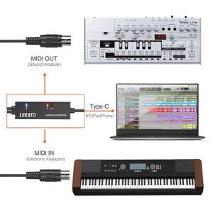 Cáp LEKATO <span class=keywords><strong>MIDI</strong></span> sang USB C, loại ABS, giao diện đàn guitar dành cho chỉnh sửa bàn phím/synthesizer với kết nối vào & ra - Product Image 2