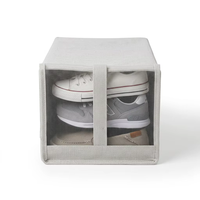 Boîte de rangement pliable en tissu peu encombrante avec fond zippé, organiseur de tiroir de placard en maille transparente avec poignée