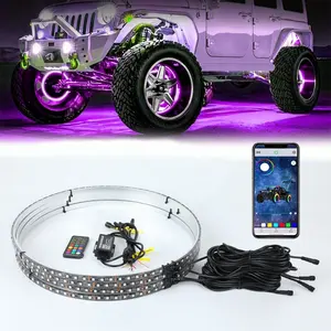 4*14*17 بوصة مطاردة RGB عجلة LED حلقة حافة مجموعة ضوء للسيارات UTV ATV SXS