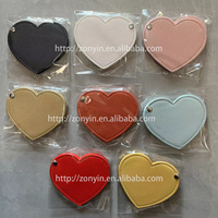 Cermin Rias Saku Kulit PU Merah Bentuk Hati Lucu Zonyin dengan Kaca HD, Logo Custom, Portabel, Mini untuk Perjalanan, untuk Wanita dan Gadis