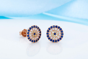 Dylam-pendientes plata de primera ley y circón para mujer, aretes pequeños, plata esterlina 925, Circonia cúbica, zirconia, circonita, zirconita, chapado en oro de 18K, color azul, turco - Product Image 5