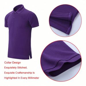 Design Customized Purple for Polo Shirt with Big Size Flower Patch Logo Print 100% Cotton High Quality Training Shirt Ready to - Product Image 4
