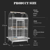 Cage à oiseaux extra large en acier inoxydable 304 pour perroquets, ara, calopsittes, villa grise, volière, cage à oiseaux avec support, cage à ara, volière