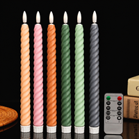 Bougie sans flamme à piles avec télécommande, effet vacillant, en cire de paraffine, rose, noir, vert, bordeaux, pour décoration intérieure