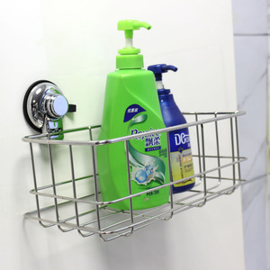 Single Tier <strong>Bathroom</strong> <strong>Accessories</strong> 304 Stainless Steel <strong>Suction</strong> Shower Basket Rectangular Basket Storage Basket - Product Image 2