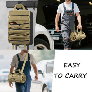 OEM/ODM Waterproof Oxford Small Rolling up Tool Bag with Detachable <b>Pouches</b> Adjustable Strap & 15-19 Pockets - Product Image 6