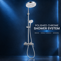 Robinet de douche à effet pluie pour salle de bain, en laiton chromé poli, monocommande, montage mural, système de douche complet avec douchette à main