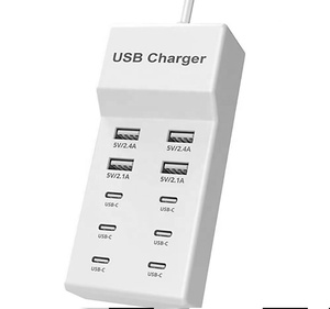 USB C Trạm Sạc 50W-100W 10 cổng sạc Hub với 6 USB-C & 55W Máy tính để bàn Dock OTP điện pin sạc Dock - Product Image 1