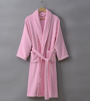 Peignoir de spa pour femme 100 % coton velours, logo personnalisé, motif lettres/à pois, finition délavée, manches longues, longueur intégrale, pour salon de beauté