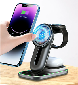 Cargador inalámbrico magnético 4 en 1, 15W, con luz nocturna, para teléfono iwatch y Airpod, <span class=keywords><strong>precio</strong></span> de fábrica, <span class=keywords><strong>2023</strong></span> - Product Image 2