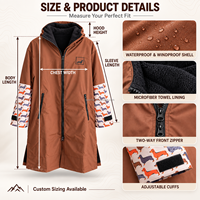 Robe de change imperméable personnalisée pour animaux de compagnie, à manches longues, imprimé chien, coupe-vent, doublure en microfibre, parka de bain