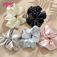 Label Kustom Polka Dot Scrunchies Besar Elastisitas Tinggi Ikat Rambut Wanita Korea Satin Aksesoris Rambut Mewah