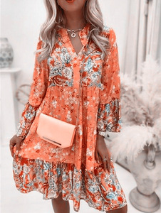 Nuovi Abiti da Donna a Maniche Lunghe con Scollo a V, <span class=keywords><strong>Abbigliamento</strong></span> <span class=keywords><strong>Casual</strong></span> Elegante, Vestiti da Sera per Signore <span class=keywords><strong>Taglie</strong></span> <span class=keywords><strong>Forti</strong></span> - Product Image 3