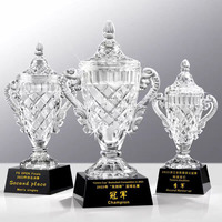 Coupe de trophée en verre cristal haut de gamme personnalisée avec gravure étanche et impression UV pour événements sportifs - Récompense