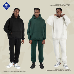 Conjunto de Sudadera con Capucha Oversize Estilo Americano Vintage de Poliéster/Algodón con Forro Térmico de Forro Polar, Holgado, Estilo Urbano Chic, Colección Otoño/Invierno 2025 - Product Image 4