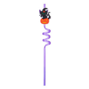 Halloween chat sorcière élément décoratif paille à boire PVC spirale Silicone fournitures usine vente en gros Promotion plastique gravé - Product Image 5