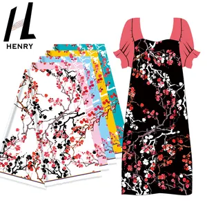 Henry Manufacture Newest Accept Custom Polyester Print fabric 대 한 Garment 레이디 드레스 Women Mumu Girl Skirt