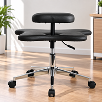 Chaise de bureau ergonomique à assise croisée avec dossier réglable en hauteur, siège large et pivotant sur roulettes
