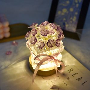 Rosa rosa bianca fiore LED cubo lampade da tavolo lampada natale compleanno decorazione di nozze <span class=keywords><strong>notte</strong></span> LED Rose Cube lampade da tavolo - Product Image 5