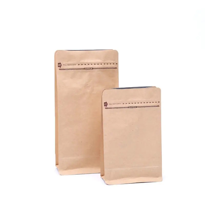 70# Kraft Paper Aluminium Foil Coffee Bag With Valve Eight Edge Sealing Bag Stand Up Zipper Lock Food Package Bag