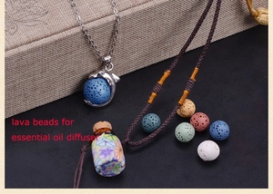 <span class=keywords><strong>Collane</strong></span> Artigianali con Perle di Pietra Lavica Diffusore di Oli Essenziali per <span class=keywords><strong>Uomo</strong></span> - Product Image 5