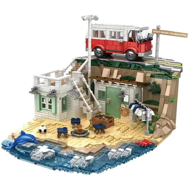 Friends Beach House Building Blocks Set com Camper Van 5 Mini figura O MV para o Hit Single O que te faz bonito MOC Toy