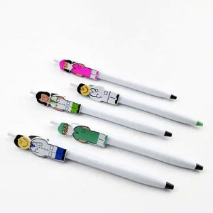 Cartoon Doctor Nurse Character Clip Click <b>Ballpoint</b> <b>Pen</b>, Medical Themed Retractable Advertising Signature <b>Pen</b> Custom Logo - Product Image 1