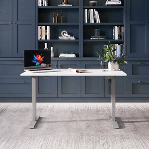 Bureau debout électrique moderne en acier inoxydable OMNI, réglable en hauteur avec 4 mémoires, table de travail à 2 niveaux pour bureau - Product Image 6