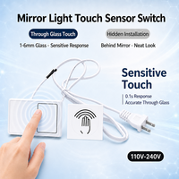 Miroir de salle de bain intelligent en ABS avec éclairage LED et interrupteur tactile, AC110V-240V 100W