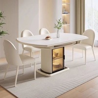 Ensemble de table et de chaises de salle à manger ronde extensible en bois moderne de luxe, 4, 6, 8 places, designs de meubles blancs multifonctionnels