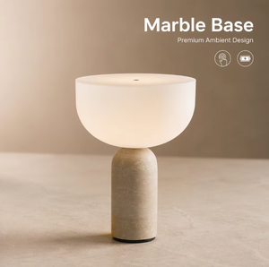 Lampe de bureau LED en marbre de style nordique simple, interrupteur tactile, abat-jour blanc, lampe de bureau pour salon, chambre à coucher - Product Image 6