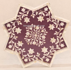 ถาดเสิร์ฟงานฝีมือสไตล์โบฮีเมียนประดับมุก ดีไซน์ยืดหยุ่น |   จานตกแต่งสำหรับอาหารและเครื่องดื่มในช่วงรอมฎอนและอีด - Product Image 6