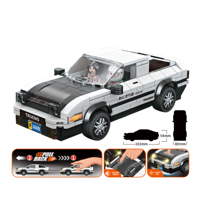 Voiture de course en plastique à rétrofriction, blocs de construction, lumières et sons, modèle de voiture de sport DIY, jouet éducatif pour enfants, cadeau de collection d'anniversaire