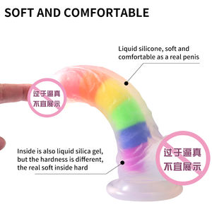 <span class=keywords><strong>Dildo</strong></span> Realistico Arcobaleno da <span class=keywords><strong>5</strong></span>,8 Pollici per Giocattoli Sessuali per Adulti, in Silicone Liquido con Forte Ventosa, Stimolatore Punto G Senza Mani per Donne e Uomini - Product Image 2